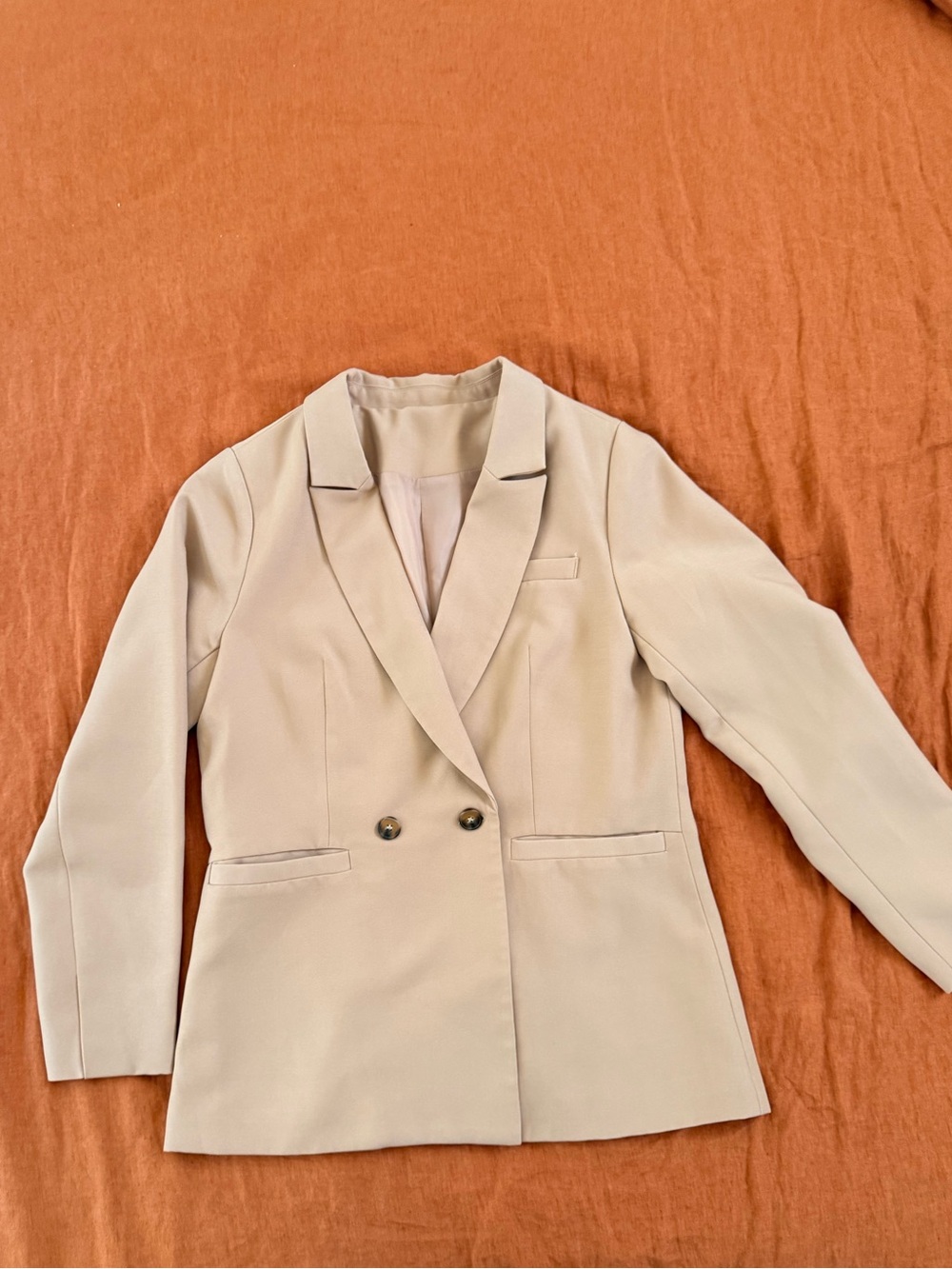 Classic Double-Breasted Beige Women's Blazer